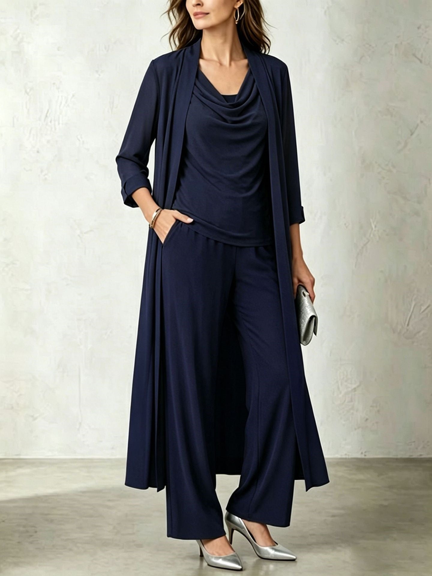 Three-Piece Cardigan, Top & Pants Set