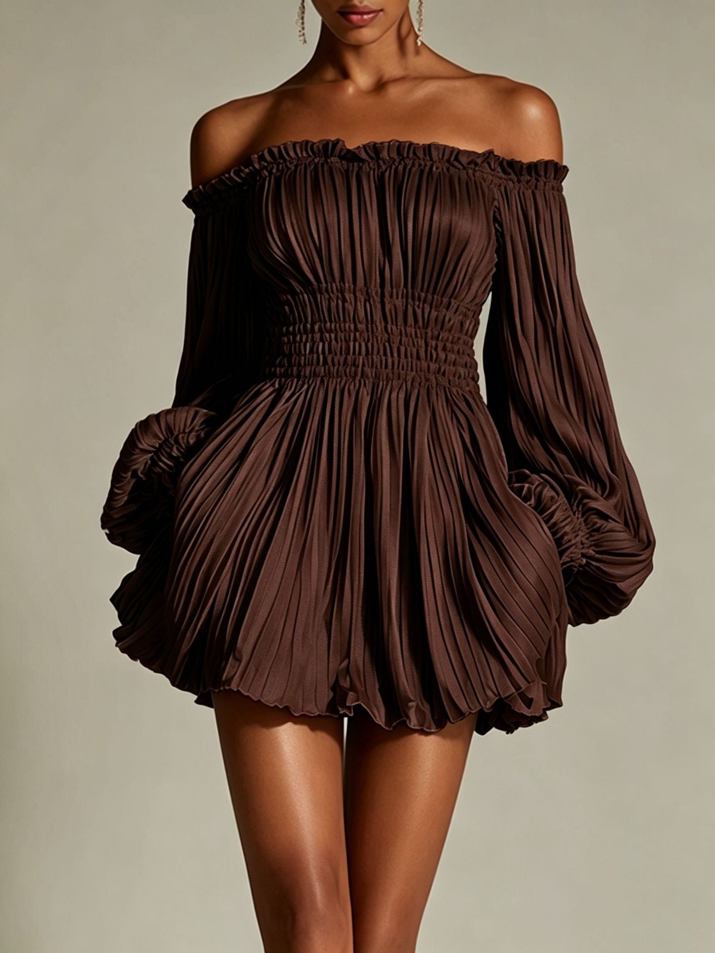 One-Shoulder Pleated Fitted Dress