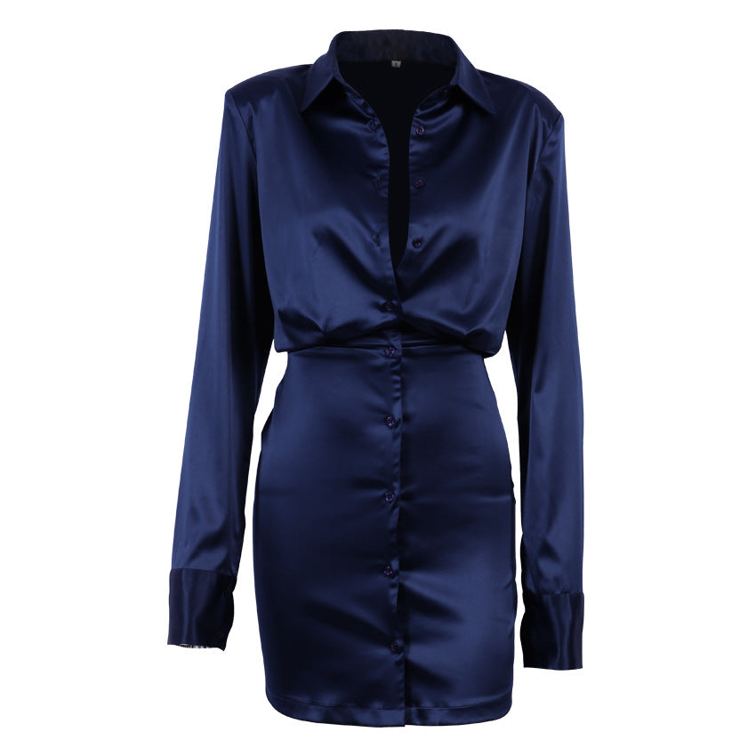 Long Sleeve V-Neck Shirt Dress