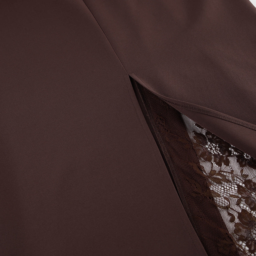 Lace Patchwork Skirt with Side Slit