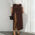 Lace Patchwork Skirt with Side Slit