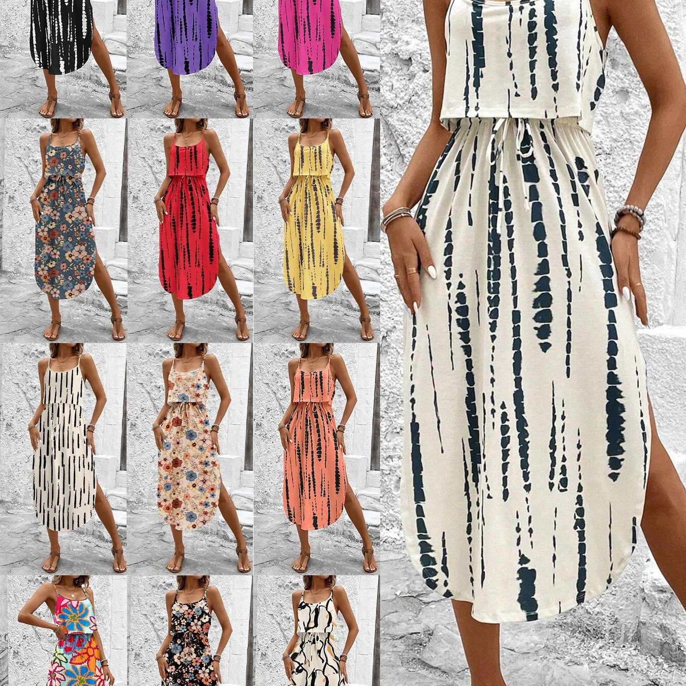 Striped Print Camisole Dress