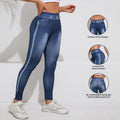 Denim-Print Butt-Lifting Yoga Leggings
