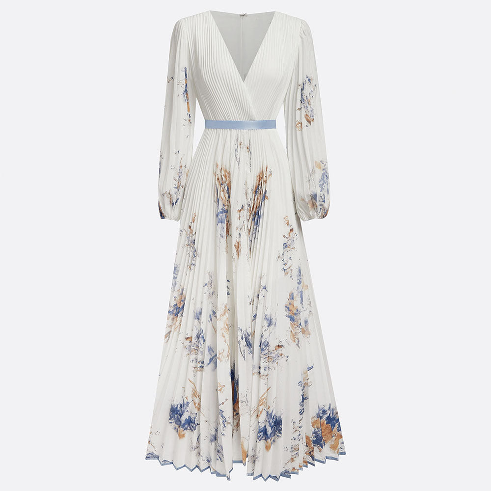Long Sleeve V-Neck Floral Maxi Dress