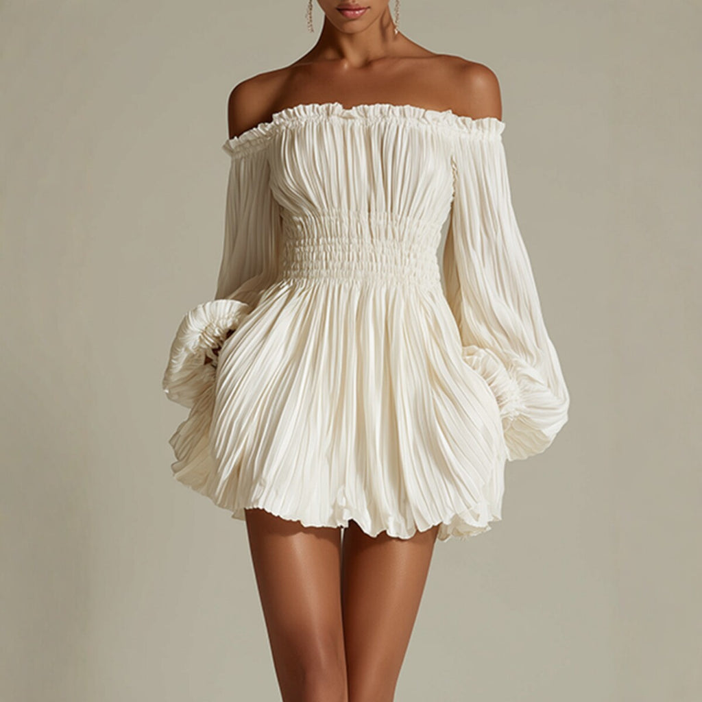 One-Shoulder Pleated Fitted Dress