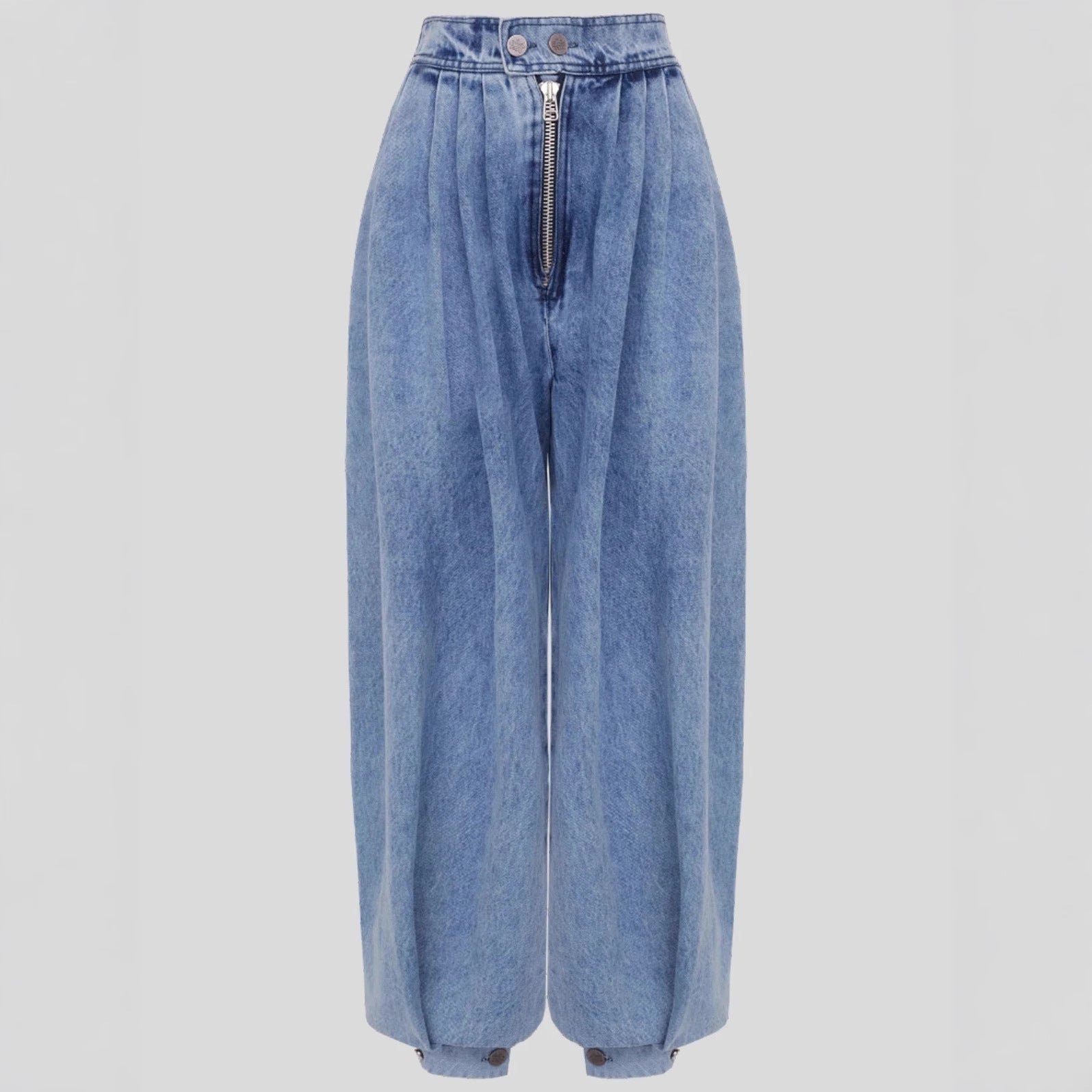 High-Waisted Zip-Detail Jeans