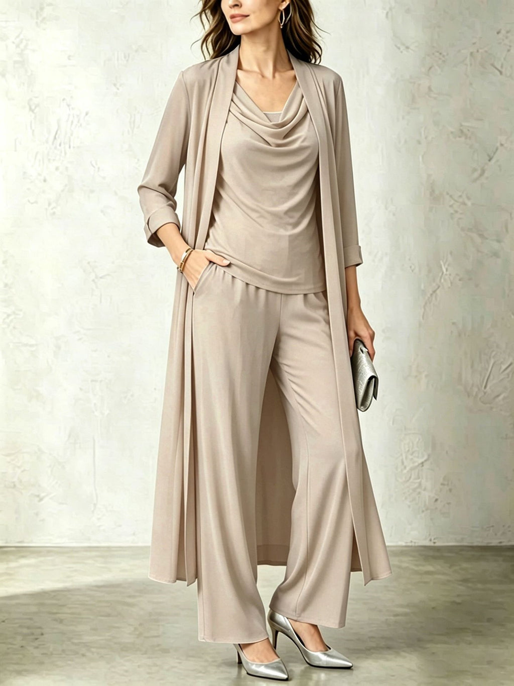 Three-Piece Cardigan, Top & Pants Set