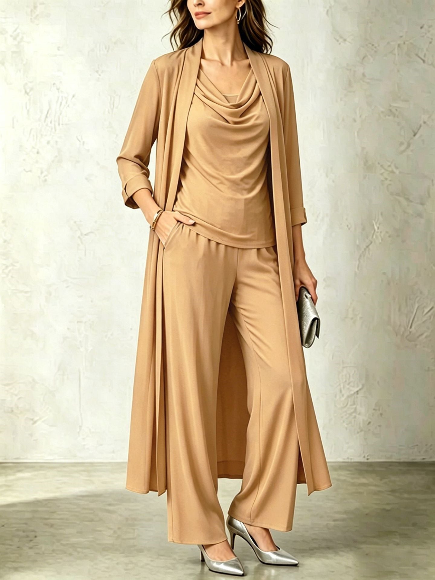 Three-Piece Cardigan, Top & Pants Set