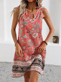 U-Neck Floral Sleeveless Midi Dress