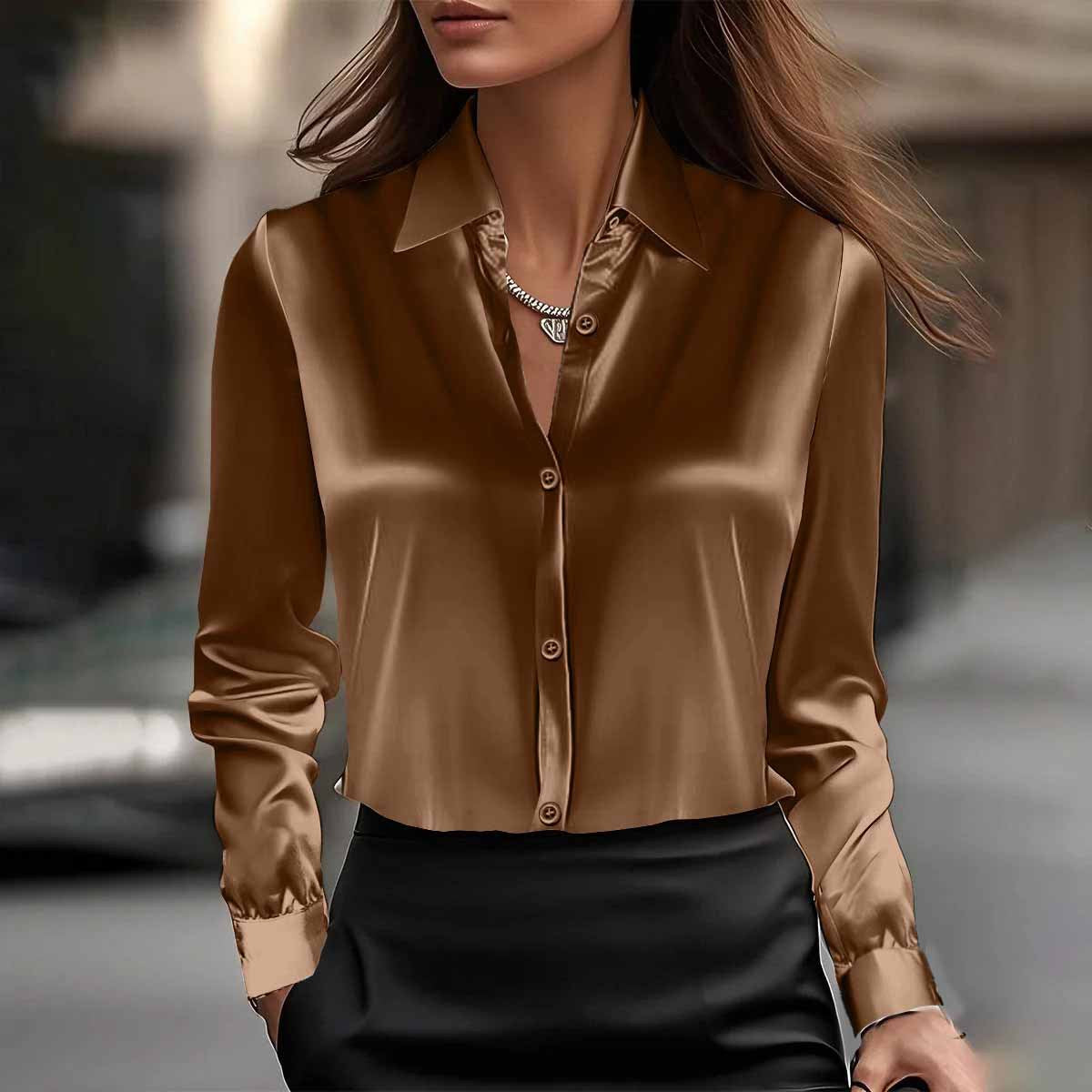 Long Sleeve Lapel Collar Shirt