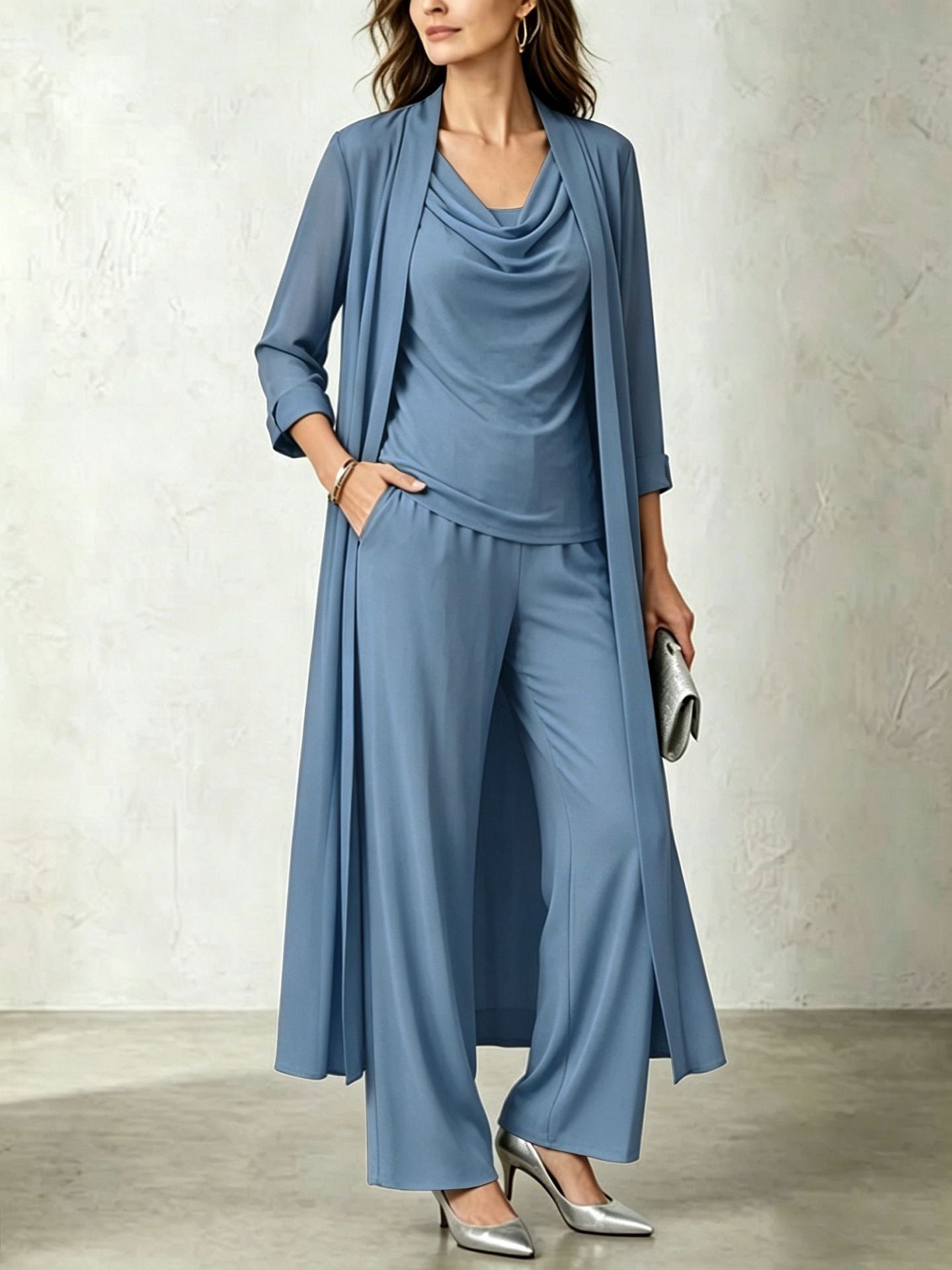 Three-Piece Cardigan, Top & Pants Set