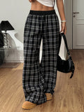 High-Waist Plaid Patchwork Sweatpants