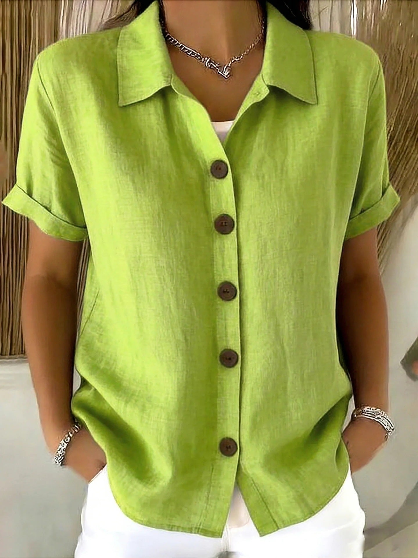 Collared Short Sleeve Top