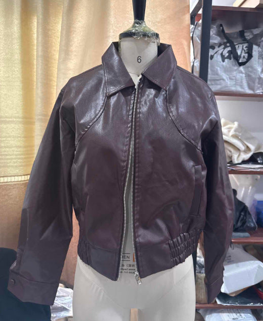 Lace-Up Cropped Faux Leather Jacket