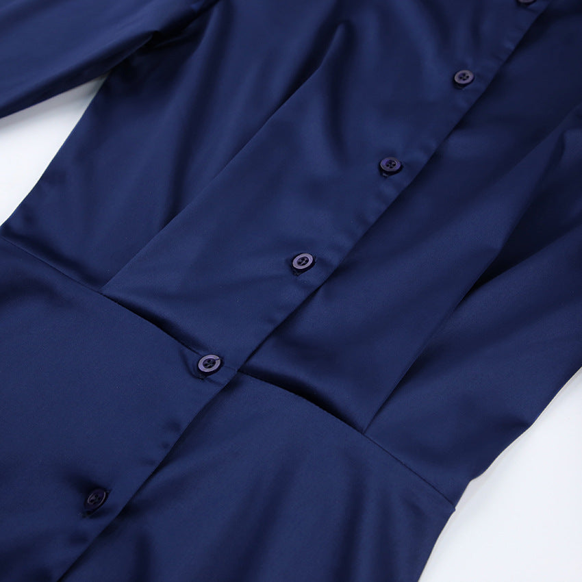 Long Sleeve V-Neck Shirt Dress