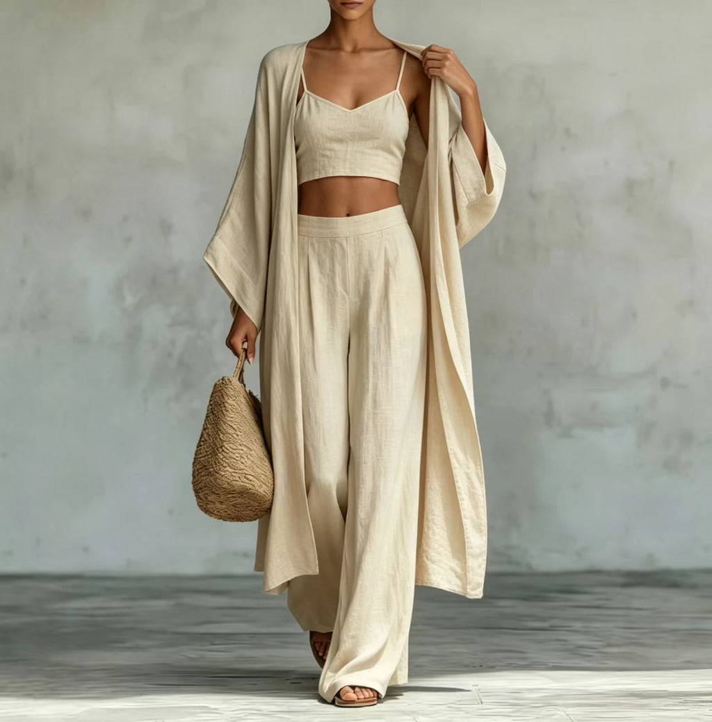 Loose Cardigan & Wide-Leg Pants Set