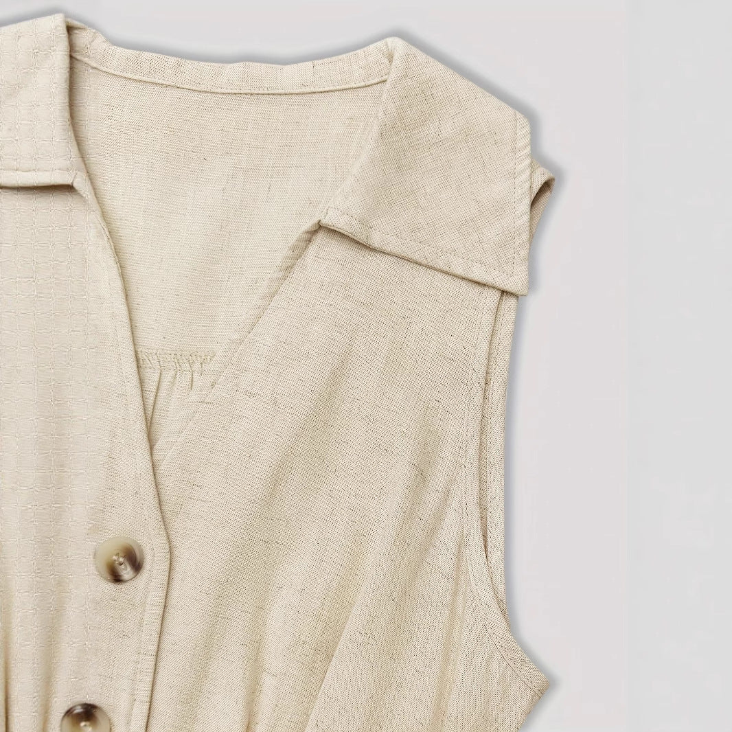 V-Neck Sleeveless A-Line Shirt Dress