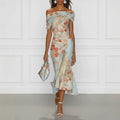 Off-Shoulder Floral Print Maxi Dress