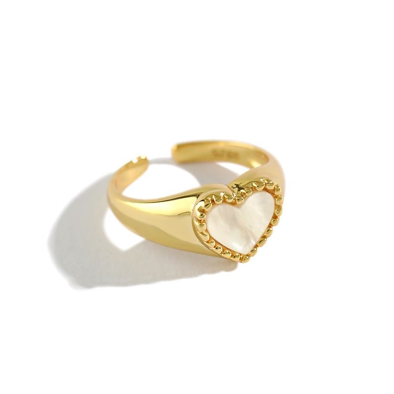 925 Sterling Silver Heart Shell Ring