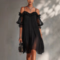 Sheer Lace-Splice Backless Dress