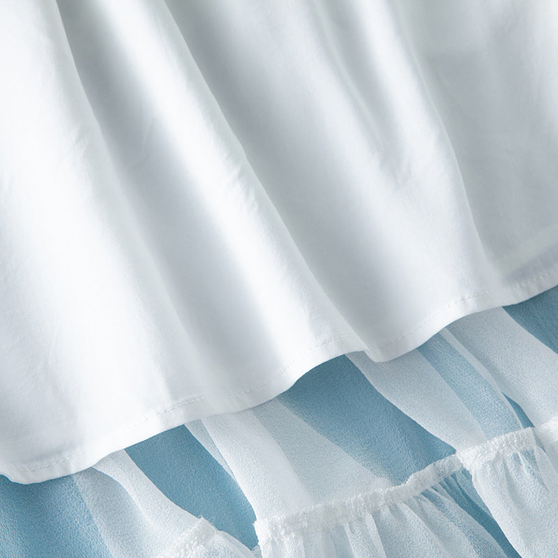 Silk & Lace Flared Skirt - White