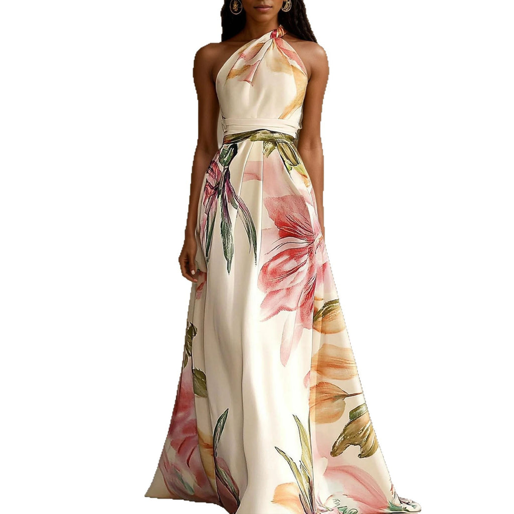 One-Shoulder Print Maxi Dress