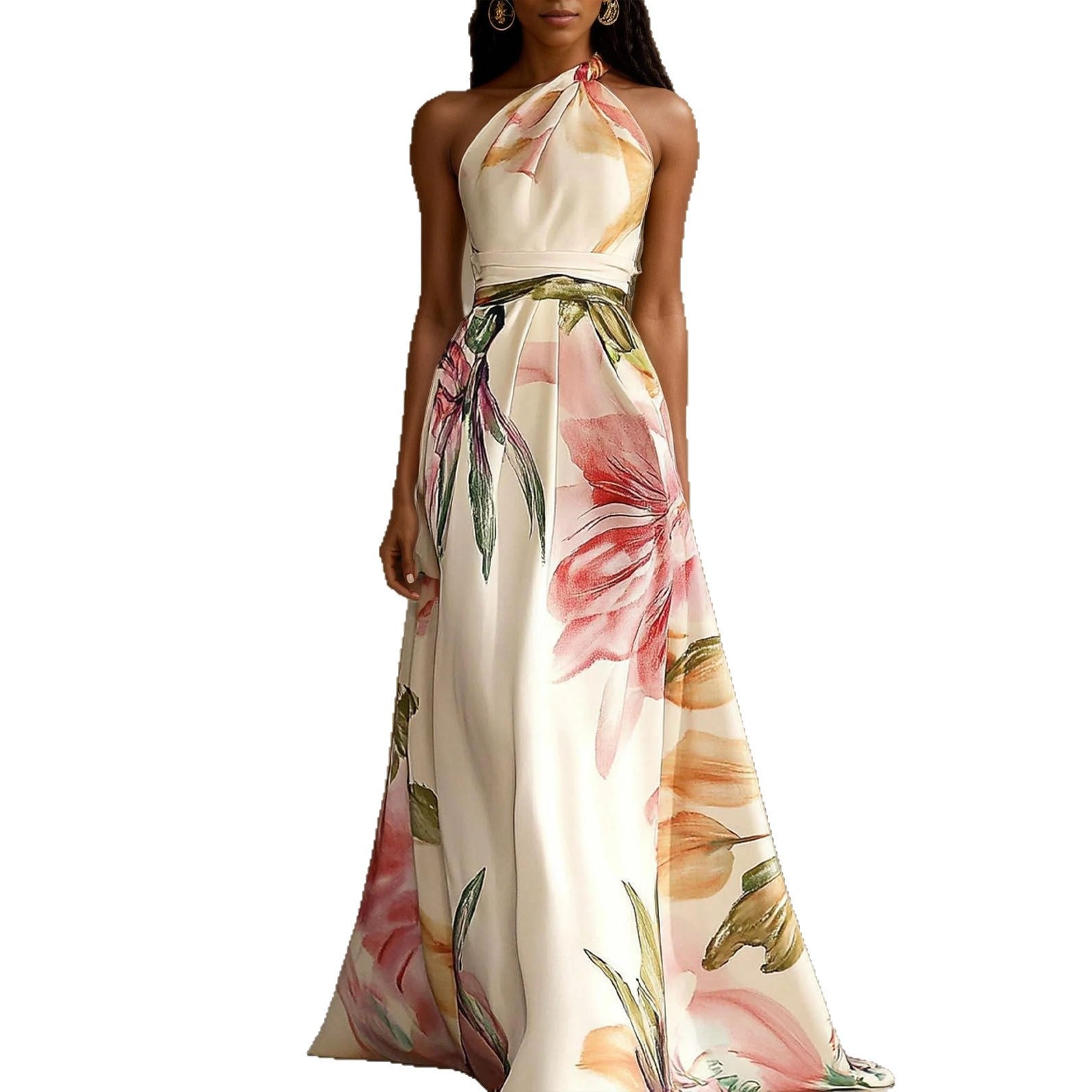 One-Shoulder Print Maxi Dress