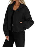 Stand Collar Zip-Up Jacket with Drawstring Hem