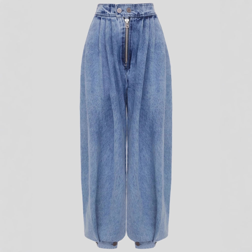 High-Waisted Zip-Detail Jeans