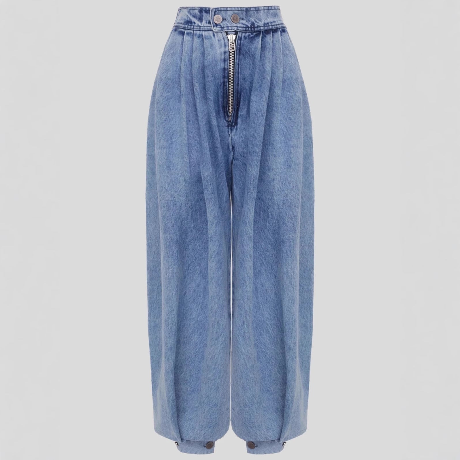 High-Waisted Zip-Detail Jeans