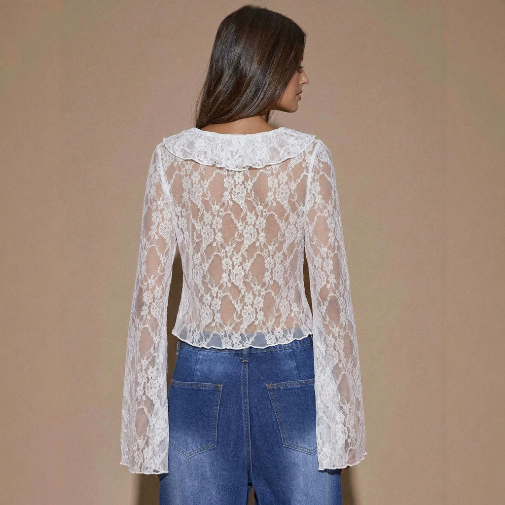 V-Neck Lace-Up Top with Side Slit