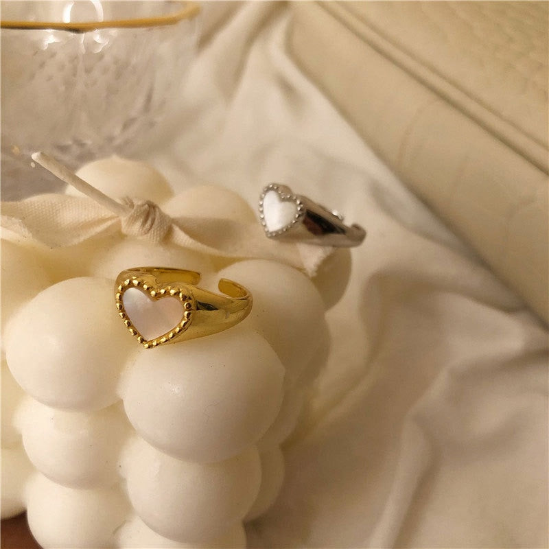 925 Sterling Silver Heart Shell Ring