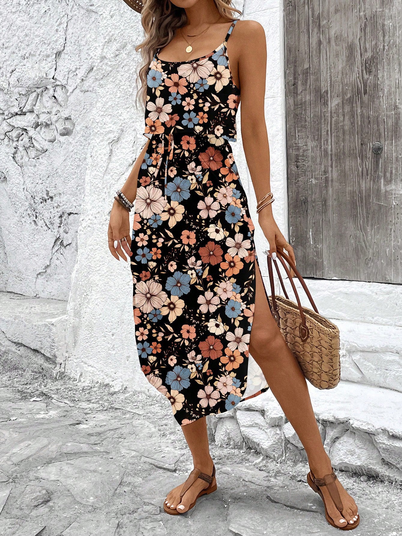 Striped Print Camisole Dress