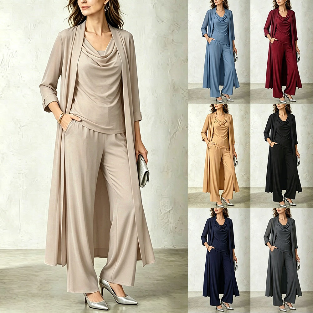 Three-Piece Cardigan, Top & Pants Set