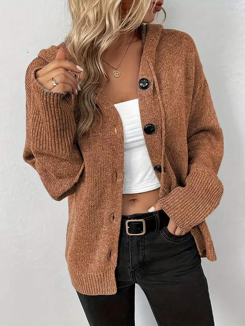 Hooded Single-Breasted Sweater