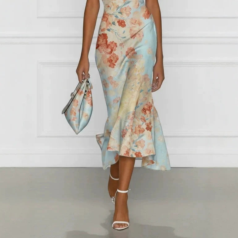 Off-Shoulder Floral Print Maxi Dress