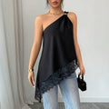 Asymmetric Lace Patchwork Vest