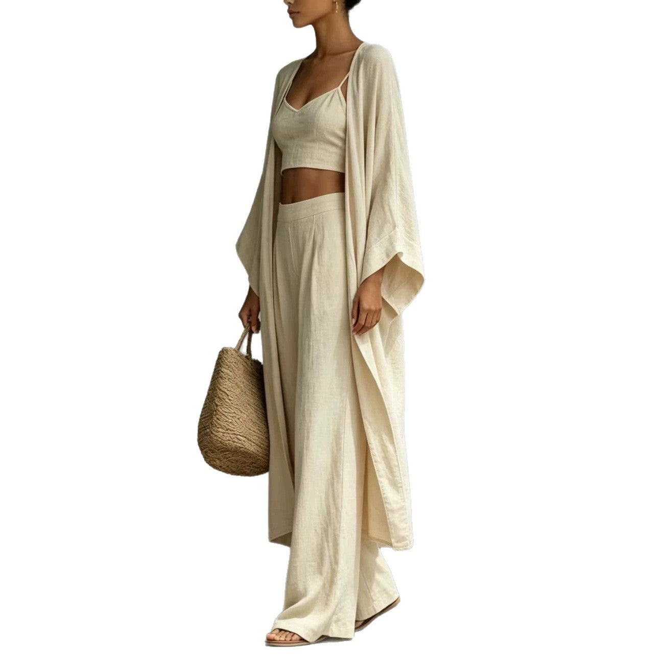 Loose Cardigan & Wide-Leg Pants Set