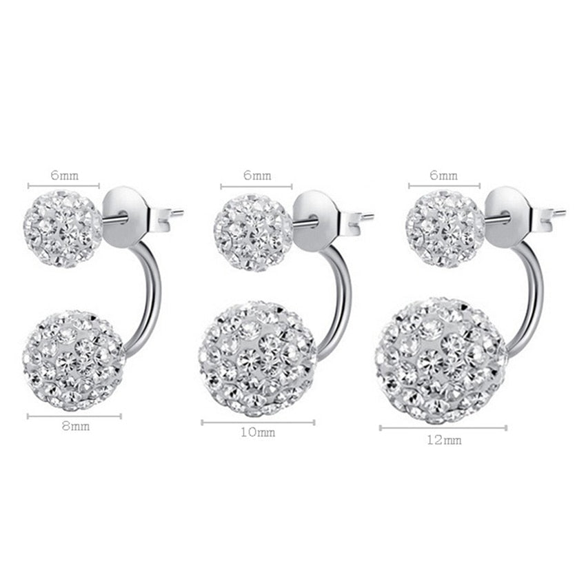 Crystal Ball Stud Earrings - Silver Plated