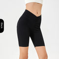 High-Waisted Stretch Denim Cycling Shorts